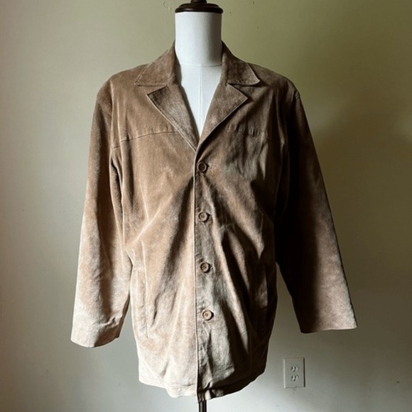 Vintage Michael Michelle Suede Jacket Tan Brown Leather Blazer Coat Men's Large - Picture 9 of 9